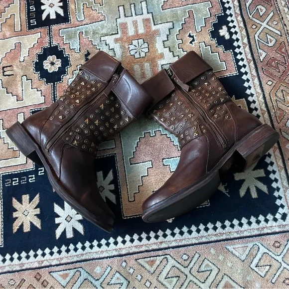 Studded Brown Ankle Boots - Picture 2 of 11